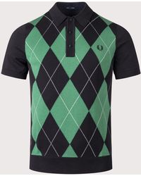 Fred Perry - Regular Fit Argyle Knitted Polo Shirt - Lyst