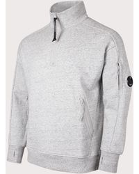 C.P. Company - Diagonal Raised Fleece Quarter Zip Sweatshirt - Lyst