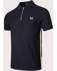 Fred Perry - Regular Fit Stripe Tape Zip Neck Polo Shirt - Lyst