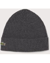 Lacoste - Rib Knit Brushed Wool Beanie - Lyst