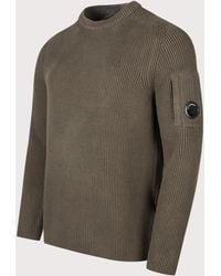 C.P. Company - Full Rib Cotton Crewneck Lens Jumper - Lyst
