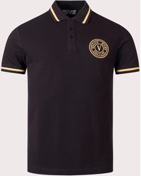 Versace - V Emblem Gold Embroidered Polo Shirt - Lyst