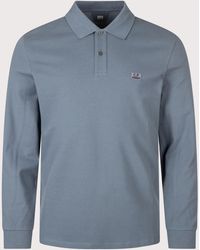 C.P. Company - Long Sleeve Stretch Piquet Logo Polo Shirt - Lyst