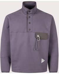 and wander - Relaxed Fit Button Placket Overhead Sweatshirt - Lyst