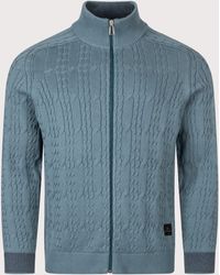 Paul Smith - Cable Knit Zip Through Cardigan - Lyst