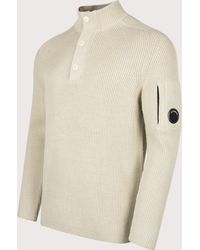 C.P. Company - Full Rib Cotton Half Button Lens Jumper - Lyst