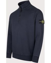 Stone Island - Organic Cotton Fleece Quarter Zip Sweatshirt - Lyst