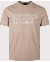 BOSS - Regular Fit Globe Logo Pattern T-Shirt - Lyst