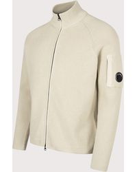 C.P. Company - Waffle Knit Zip Through Lens Cardigan - Lyst