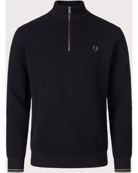 Fred Perry - Regular Fit Waffle Stitch Quarter Zip Jumper - Lyst