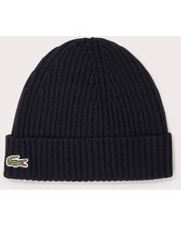 Lacoste - Ribbed Wool Beanie - Lyst