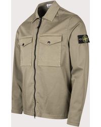 Stone Island - Stretch Organic Cotton Satin Overshirt - Lyst