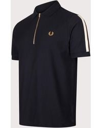 Fred Perry - Regular Fit Zip Neck Tipped Tape Polo Shirt - Lyst
