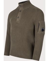 C.P. Company - Full Rib Cotton Half Button Lens Jumper - Lyst