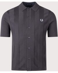 Fred Perry - Regular Fit Tonal Vertical Stripe Knitted Shirt - Lyst
