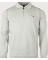 BOSS - Regular Fit Ever-X Collared Quarter Zip Knit Jumper - Lyst