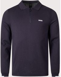 BOSS - Regular Fit Ever-X Collared Quarter Zip Knit Jumper - Lyst