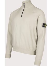 Stone Island - Stretch Rws Wool Quarter Zip Jumper - Lyst