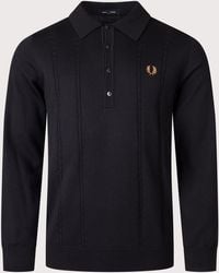 Fred Perry - Regular Fit Long Sleeve Cable Knitted Polo Shirt - Lyst