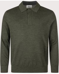 NN07 - Emerson Long Sleeve Wool Knitted Polo Shirt - Lyst