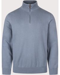 Barbour - Regular Fit Quarter Zip Cotton Knitted Jumper - Lyst