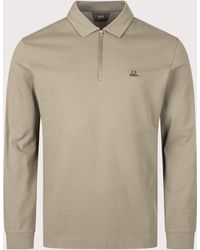 C.P. Company - Long Sleeve Stretch Piquet Zip Polo Shirt - Lyst