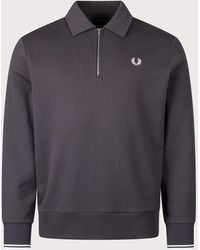 Fred Perry - Relaxed Fit Collared Quarter Zip Sweatshirt - Lyst