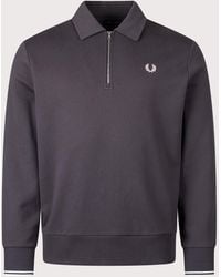 Fred Perry - Quarter Zip Collared Sweatshirt - Lyst