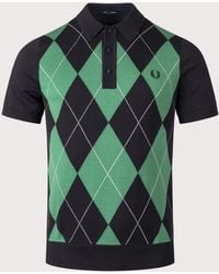 Fred Perry - Regular Fit Argyle Knitted Polo Shirt - Lyst