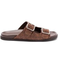 Gucci - Rhein Logo-Debossed Suede Sandals - Lyst