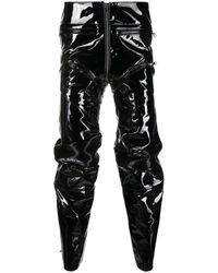 Vetements - Panelled Gathered Patent Leather Trousers - Lyst