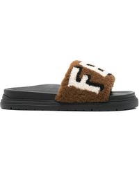Fendi - Shearling Slides - Lyst