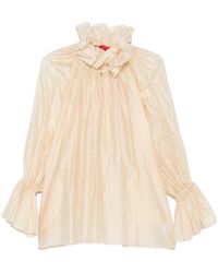 Thelatest - Estelle Ruffled-Collar Balloon-Sleeve Top - Lyst