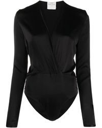 Forte Forte - V-Neck Satin-Finish Bodysuit - Lyst