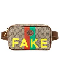 Gucci Fake/not Printed Coated Canvas Belt Bag - Brown