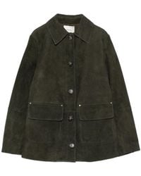 Vince - Button-Up Suede Jacket - Lyst