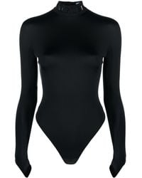 Mugler - High-Neck Bodysuit With Logo - Lyst