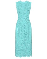 Dolce & Gabbana - Floral-Lace Sleeveless Midi Dress - Lyst