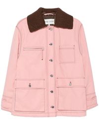 Stine Goya - Ribbed-Knit Collar Contrast-Stitch Jacket - Lyst