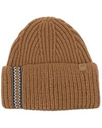 UGG - Ribbed-Knit Embroidered-Trim Beanie Hat - Lyst