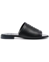 Givenchy - Embossed-logo Leather Slides - Lyst