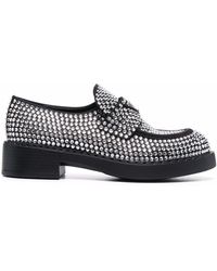 Prada Sequin Crystal Embellished Loafers - Black