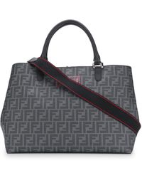 Fendi Roma Amor Logo Print Tote - Gray