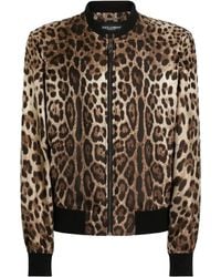 Dolce & Gabbana - Leopard-Print Bomber Jacket - Lyst