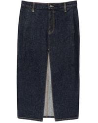 KHAITE - Anden Front-Slit Denim Skirt - Lyst