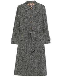 Dolce & Gabbana - Herringbone-Pattern Belted Single-Breasted Coat - Lyst