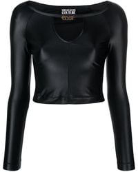Versace - Logo-Plaque Jersey Crop Top - Lyst