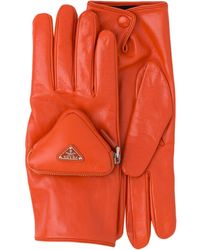 Prada Napa Leather Gloves - Orange