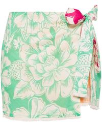 FARM Rio - Floral-Print Wraparound Mini Skirt - Lyst