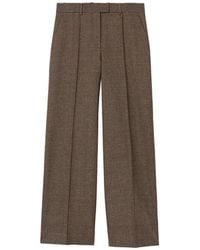 Burberry - Check Wool-Linen-Blend Tailored Trousers - Lyst